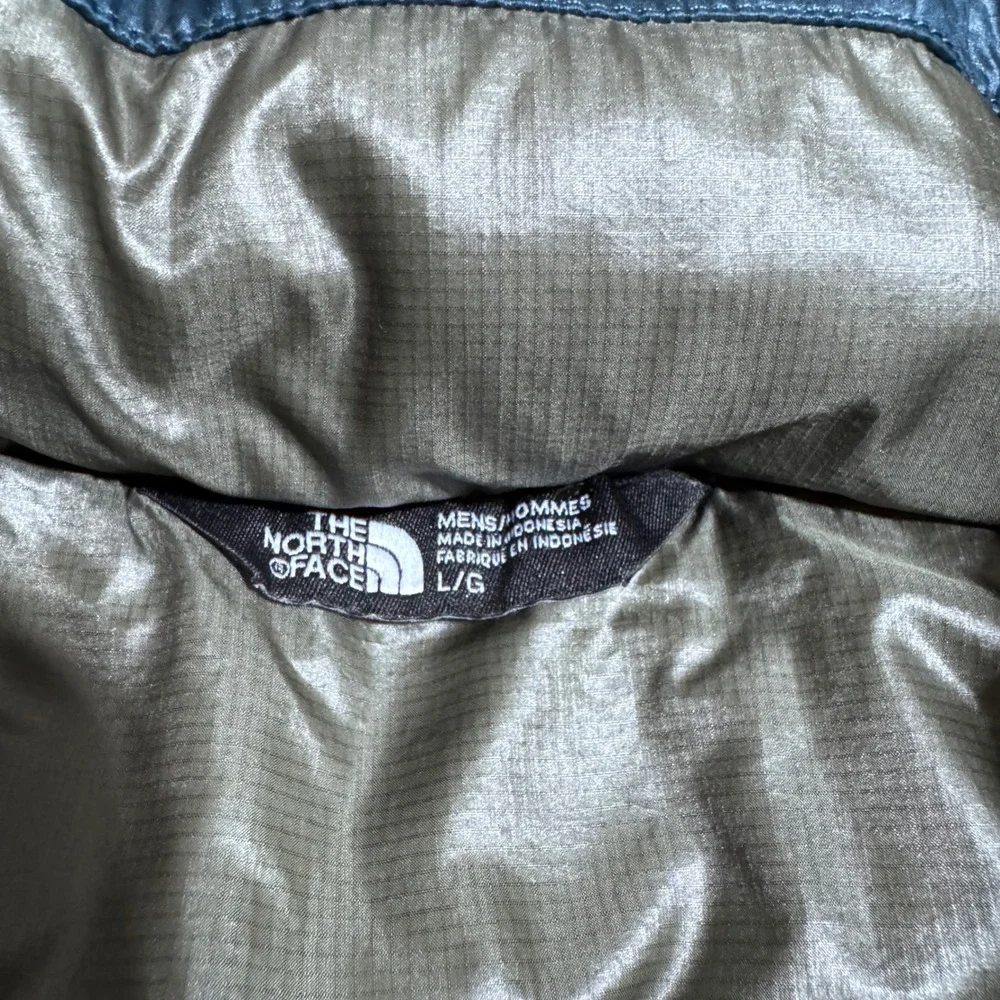 The North Face Puffer Vest Mens L Blue Solid Quilted 550 Down Insulated Pockets